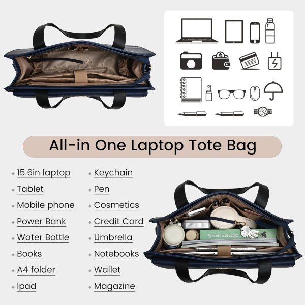LOVEVOOK Laptop Bag for Women 15.6 Inch Tote Work Professional Leather Computer Briefcase Waterproof Handbag Shoulder Large Capacity Business Teacher Office Crossbody Purse - Image 134