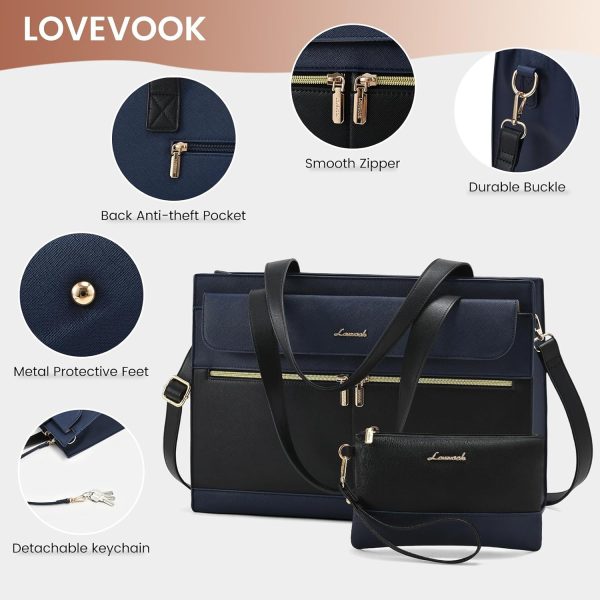 LOVEVOOK Laptop Bag for Women 15.6 Inch Tote Work Professional Leather Computer Briefcase Waterproof Handbag Shoulder Large Capacity Business Teacher Office Crossbody Purse - Image 135