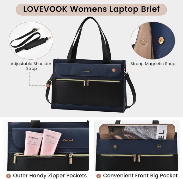 LOVEVOOK Laptop Bag for Women 15.6 Inch Tote Work Professional Leather Computer Briefcase Waterproof Handbag Shoulder Large Capacity Business Teacher Office Crossbody Purse - Image 136