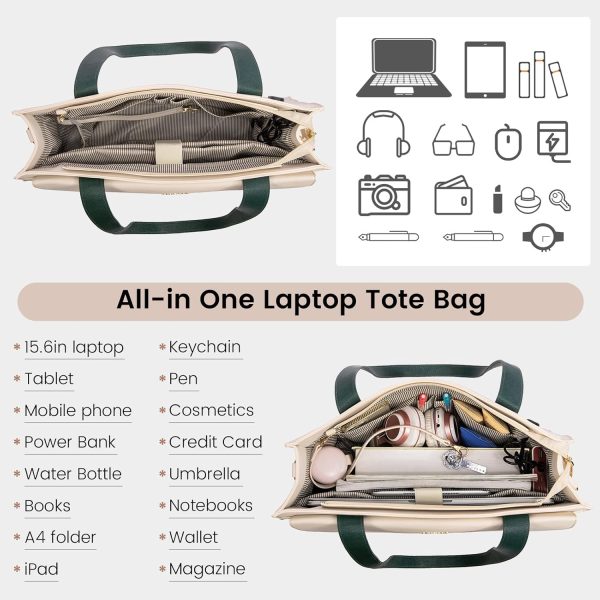 LOVEVOOK Laptop Bag for Women 15.6 Inch Tote Work Professional Leather Computer Briefcase Waterproof Handbag Shoulder Large Capacity Business Teacher Office Crossbody Purse - Image 141