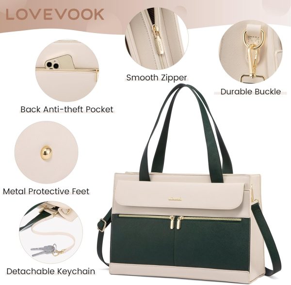 LOVEVOOK Laptop Bag for Women 15.6 Inch Tote Work Professional Leather Computer Briefcase Waterproof Handbag Shoulder Large Capacity Business Teacher Office Crossbody Purse - Image 142