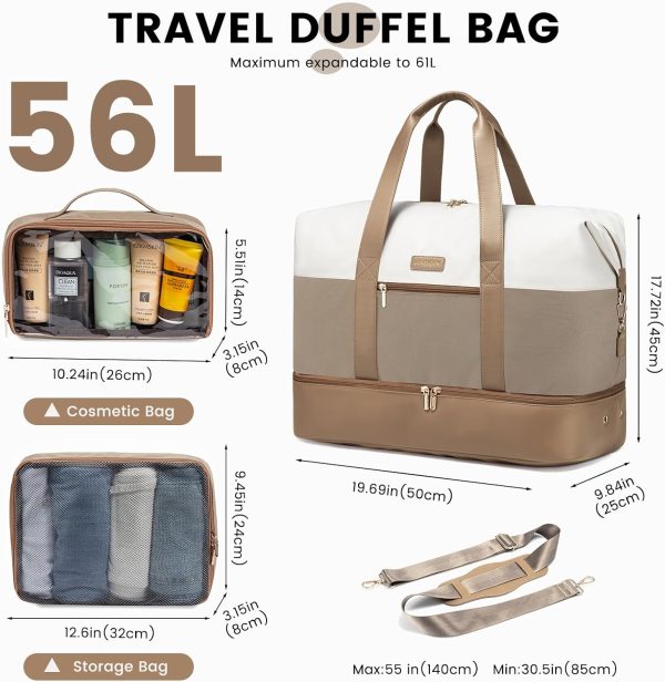 LOVEVOOK Weekender Bag, Large Travel Duffel Bag for Women with 2 Packing Cubes, Carry on Overnight Bag with Shoe Compartment, Mom Hospital Bags for Labor and Delivery - Image 17