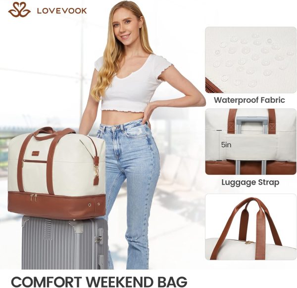 LOVEVOOK Weekender Bag, Large Travel Duffel Bag for Women with 2 Packing Cubes, Carry on Overnight Bag with Shoe Compartment, Mom Hospital Bags for Labor and Delivery - Image 42