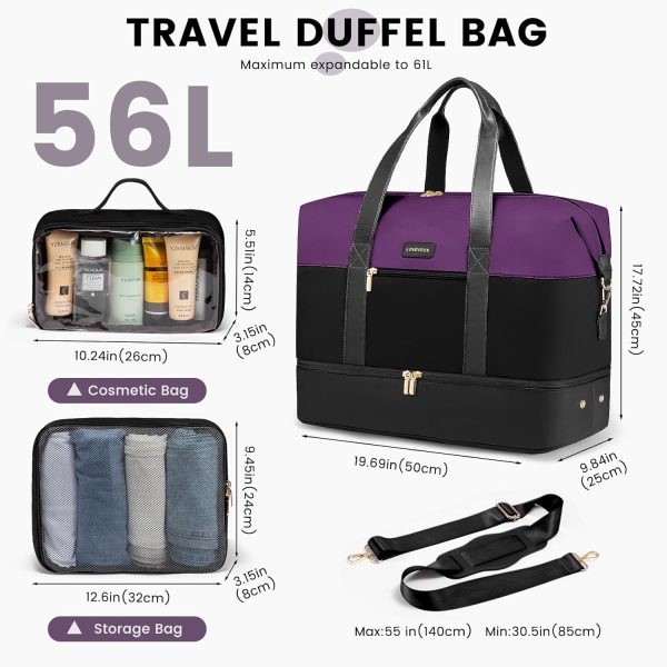 LOVEVOOK Weekender Bag, Large Travel Duffel Bag for Women with 2 Packing Cubes, Carry on Overnight Bag with Shoe Compartment, Mom Hospital Bags for Labor and Delivery - Image 78