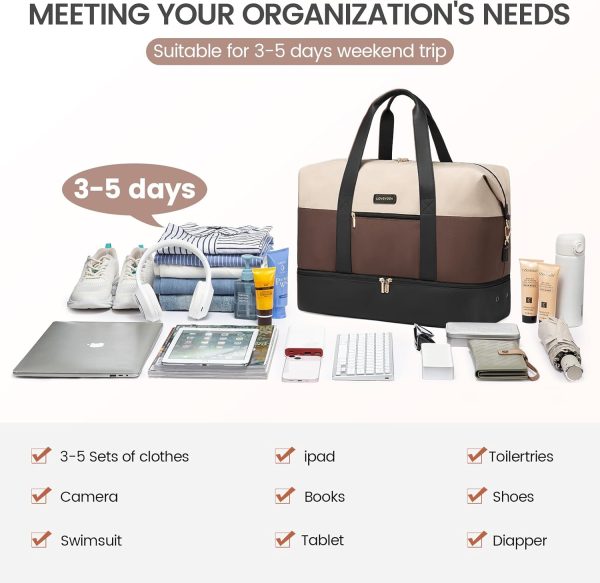 LOVEVOOK Weekender Bag, Large Travel Duffel Bag for Women with 2 Packing Cubes, Carry on Overnight Bag with Shoe Compartment, Mom Hospital Bags for Labor and Delivery - Image 97