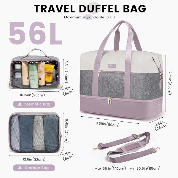 LOVEVOOK Weekender Bag, Large Travel Duffel Bag for Women with 2 Packing Cubes, Carry on Overnight Bag with Shoe Compartment, Mom Hospital Bags for Labor and Delivery - Image 104