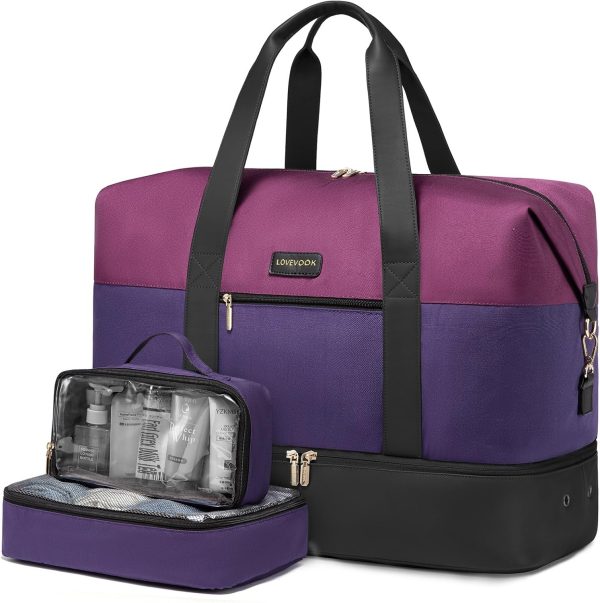 LOVEVOOK Weekender Bag, Large Travel Duffel Bag for Women with 2 Packing Cubes, Carry on Overnight Bag with Shoe Compartment, Mom Hospital Bags for Labor and Delivery - Image 109