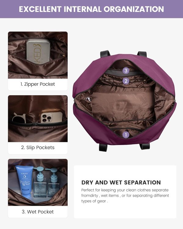 LOVEVOOK Weekender Bag, Large Travel Duffel Bag for Women with 2 Packing Cubes, Carry on Overnight Bag with Shoe Compartment, Mom Hospital Bags for Labor and Delivery - Image 113