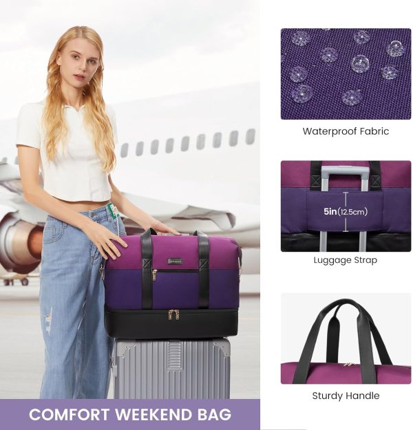 LOVEVOOK Weekender Bag, Large Travel Duffel Bag for Women with 2 Packing Cubes, Carry on Overnight Bag with Shoe Compartment, Mom Hospital Bags for Labor and Delivery - Image 115