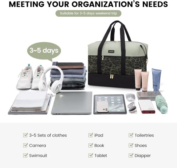 LOVEVOOK Weekender Bag, Large Travel Duffel Bag for Women with 2 Packing Cubes, Carry on Overnight Bag with Shoe Compartment, Mom Hospital Bags for Labor and Delivery - Image 147