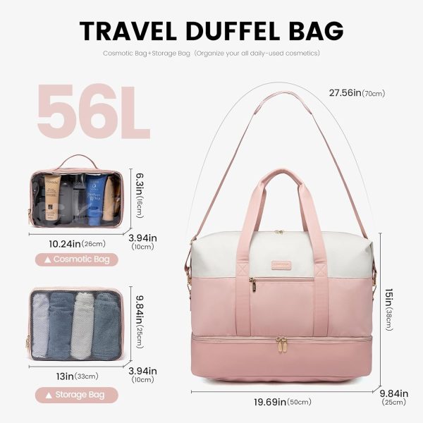 LOVEVOOK Weekender Bag, Large Travel Duffel Bag for Women with 2 Packing Cubes, Carry on Overnight Bag with Shoe Compartment, Mom Hospital Bags for Labor and Delivery - Image 149