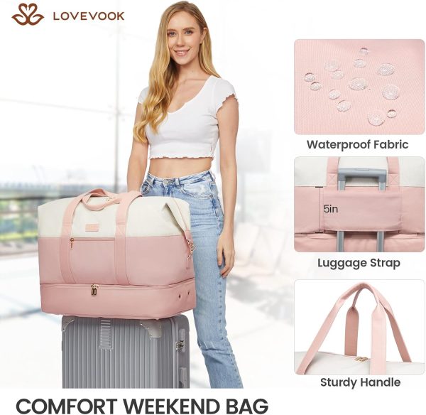 LOVEVOOK Weekender Bag, Large Travel Duffel Bag for Women with 2 Packing Cubes, Carry on Overnight Bag with Shoe Compartment, Mom Hospital Bags for Labor and Delivery - Image 154