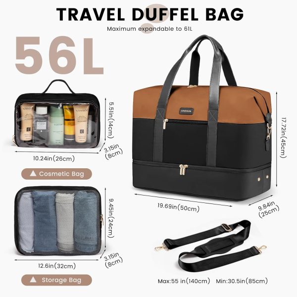 LOVEVOOK Weekender Bag, Large Travel Duffel Bag for Women with 2 Packing Cubes, Carry on Overnight Bag with Shoe Compartment, Mom Hospital Bags for Labor and Delivery - Image 158