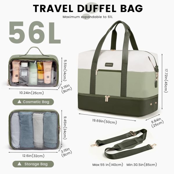 LOVEVOOK Weekender Bag, Large Travel Duffel Bag for Women with 2 Packing Cubes, Carry on Overnight Bag with Shoe Compartment, Mom Hospital Bags for Labor and Delivery - Image 169