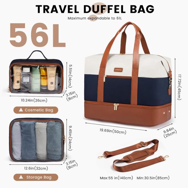 LOVEVOOK Weekender Bag, Large Travel Duffel Bag for Women with 2 Packing Cubes, Carry on Overnight Bag with Shoe Compartment, Mom Hospital Bags for Labor and Delivery - Image 175
