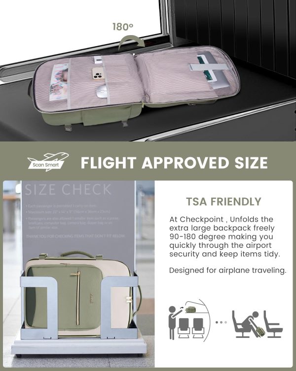 LOVEVOOK 40L Travel Backpack for Women & Men, Large Carry on Backpack for Airplanes with 3 Packing Cubes, TSA Personal Item Travel Bag fits 17" Laptop, Waterproof Weekender Essentials Airline Approved - Image 3