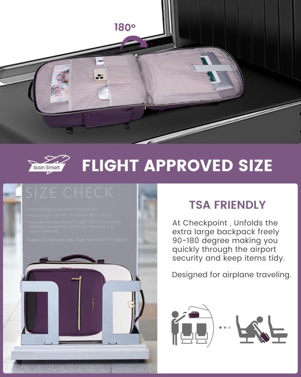 LOVEVOOK 40L Travel Backpack for Women & Men, Large Carry on Backpack for Airplanes with 3 Packing Cubes, TSA Personal Item Travel Bag fits 17" Laptop, Waterproof Weekender Essentials Airline Approved - Image 11
