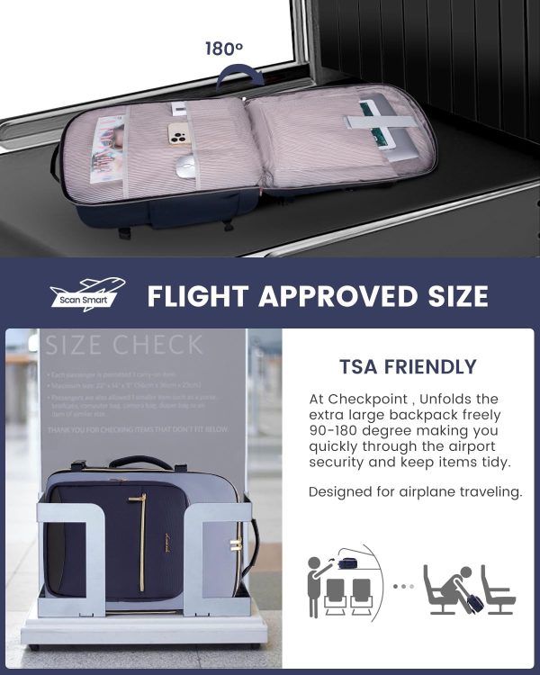 LOVEVOOK 40L Travel Backpack for Women & Men, Large Carry on Backpack for Airplanes with 3 Packing Cubes, TSA Personal Item Travel Bag fits 17" Laptop, Waterproof Weekender Essentials Airline Approved - Image 20