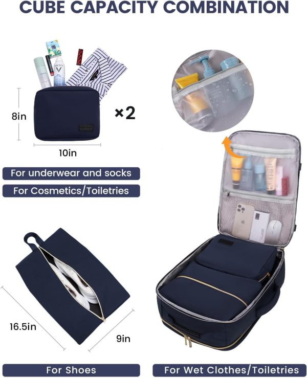 LOVEVOOK 40L Travel Backpack for Women & Men, Large Carry on Backpack for Airplanes with 3 Packing Cubes, TSA Personal Item Travel Bag fits 17" Laptop, Waterproof Weekender Essentials Airline Approved - Image 23