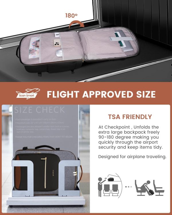LOVEVOOK 40L Travel Backpack for Women & Men, Large Carry on Backpack for Airplanes with 3 Packing Cubes, TSA Personal Item Travel Bag fits 17" Laptop, Waterproof Weekender Essentials Airline Approved - Image 29