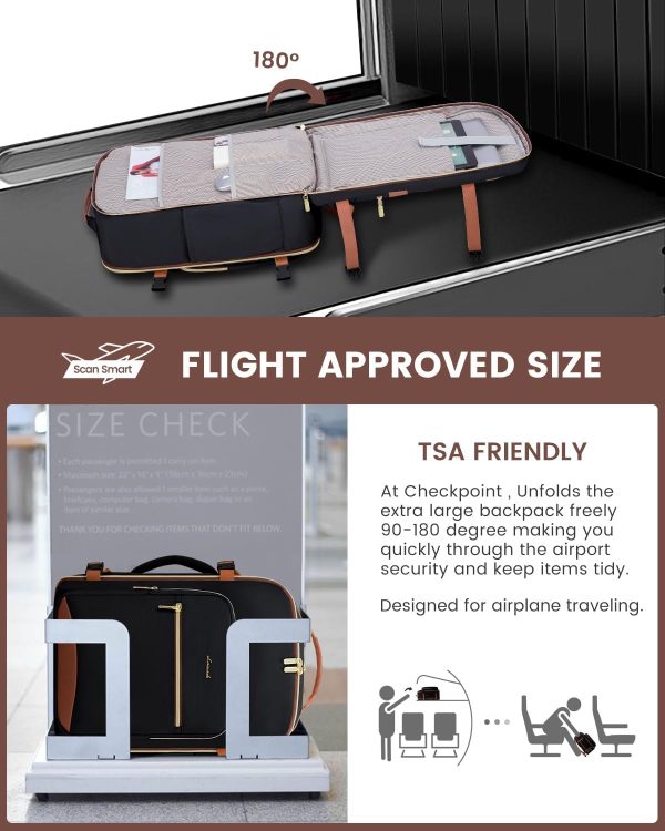 LOVEVOOK 40L Travel Backpack for Women & Men, Large Carry on Backpack for Airplanes with 3 Packing Cubes, TSA Personal Item Travel Bag fits 17" Laptop, Waterproof Weekender Essentials Airline Approved - Image 56