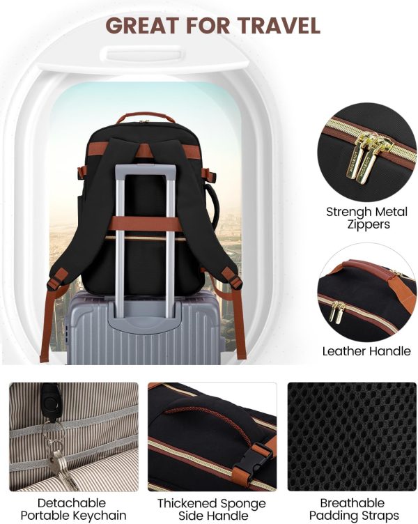 LOVEVOOK 40L Travel Backpack for Women & Men, Large Carry on Backpack for Airplanes with 3 Packing Cubes, TSA Personal Item Travel Bag fits 17" Laptop, Waterproof Weekender Essentials Airline Approved - Image 61