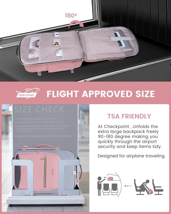LOVEVOOK 40L Travel Backpack for Women & Men, Large Carry on Backpack for Airplanes with 3 Packing Cubes, TSA Personal Item Travel Bag fits 17" Laptop, Waterproof Weekender Essentials Airline Approved - Image 68