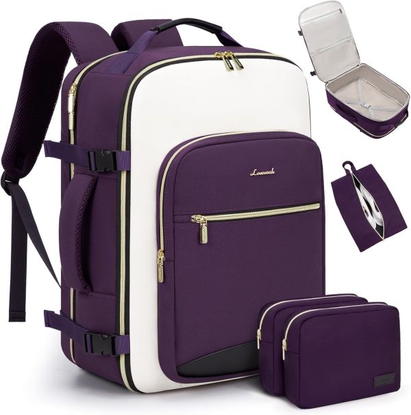 LOVEVOOK 40L Travel Backpack for Women & Men, Large Carry on Backpack for Airplanes with 3 Packing Cubes, TSA Personal Item Travel Bag fits 17" Laptop, Waterproof Weekender Essentials Airline Approved - Image 79