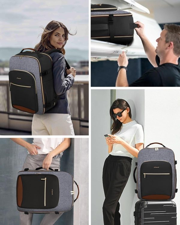 LOVEVOOK 40L Travel Backpack for Women & Men, Large Carry on Backpack for Airplanes with 3 Packing Cubes, TSA Personal Item Travel Bag fits 17" Laptop, Waterproof Weekender Essentials Airline Approved - Image 82