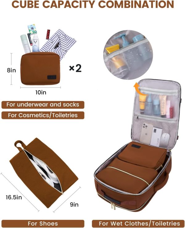 LOVEVOOK 40L Travel Backpack for Women & Men, Large Carry on Backpack for Airplanes with 3 Packing Cubes, TSA Personal Item Travel Bag fits 17" Laptop, Waterproof Weekender Essentials Airline Approved - Image 88