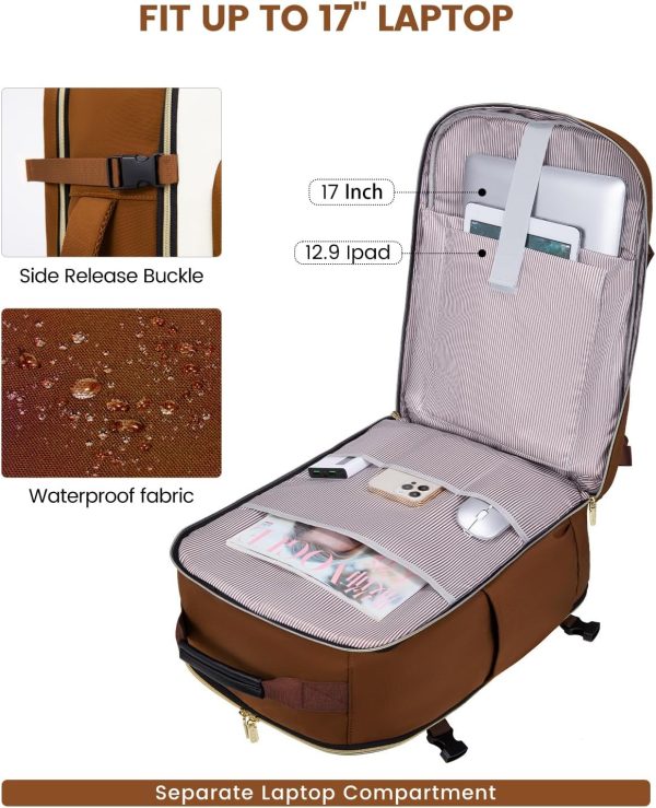 LOVEVOOK 40L Travel Backpack for Women & Men, Large Carry on Backpack for Airplanes with 3 Packing Cubes, TSA Personal Item Travel Bag fits 17" Laptop, Waterproof Weekender Essentials Airline Approved - Image 91