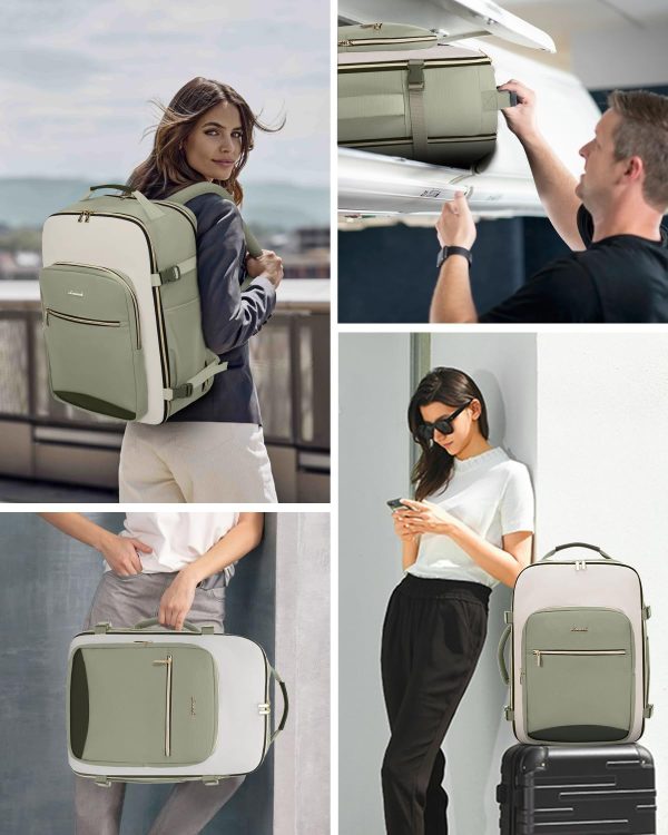 LOVEVOOK 40L Travel Backpack for Women & Men, Large Carry on Backpack for Airplanes with 3 Packing Cubes, TSA Personal Item Travel Bag fits 17" Laptop, Waterproof Weekender Essentials Airline Approved - Image 99
