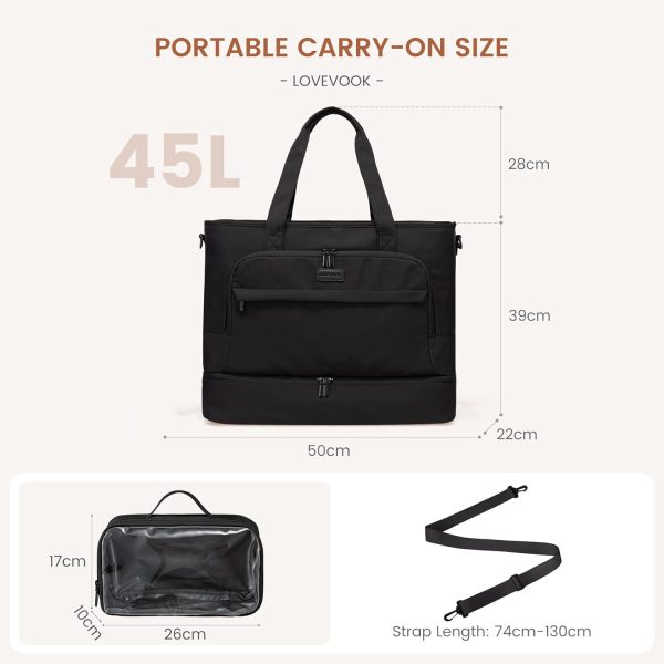 LOVEVOOK Weekender Bags for Women Travel, Large Personal Item Travel Overnight Bag, Carry on Duffle Bags with Shoe Compartment, Toiletry Bag, Wet Pocket, for Airplane, Hospital Labor Delivery - Image 7