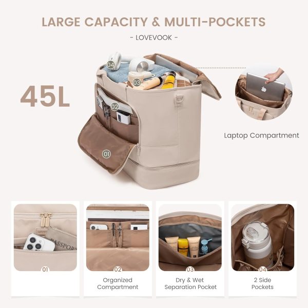 LOVEVOOK Weekender Bags for Women Travel, Large Personal Item Travel Overnight Bag, Carry on Duffle Bags with Shoe Compartment, Toiletry Bag, Wet Pocket, for Airplane, Hospital Labor Delivery - Image 18