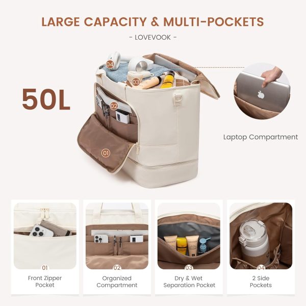 LOVEVOOK Weekender Bags for Women Travel, Large Personal Item Travel Overnight Bag, Carry on Duffle Bags with Shoe Compartment, Toiletry Bag, Wet Pocket, for Airplane, Hospital Labor Delivery - Image 29