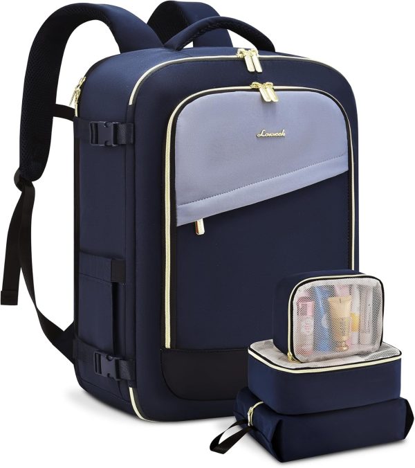 LOVEVOOK Travel Backpack for Women, 40L Carry On Backpack Flight Approved, Large Personal Item Bag Fits 17 inch Laptop, TSA Approved Luggage with 3 Packing Cubes,Waterproof Weekender Gym Daypack - Image 8