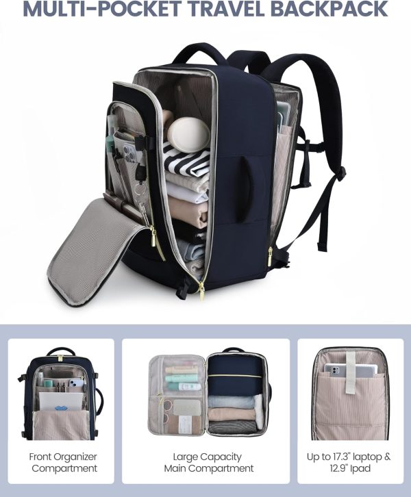 LOVEVOOK Travel Backpack for Women, 40L Carry On Backpack Flight Approved, Large Personal Item Bag Fits 17 inch Laptop, TSA Approved Luggage with 3 Packing Cubes,Waterproof Weekender Gym Daypack - Image 11