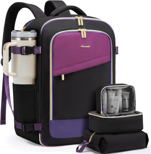 LOVEVOOK Travel Backpack for Women, 40L Carry On Backpack Flight Approved, Large Personal Item Bag Fits 17 inch Laptop, TSA Approved Luggage with 3 Packing Cubes,Waterproof Weekender Gym Daypack - Image 15
