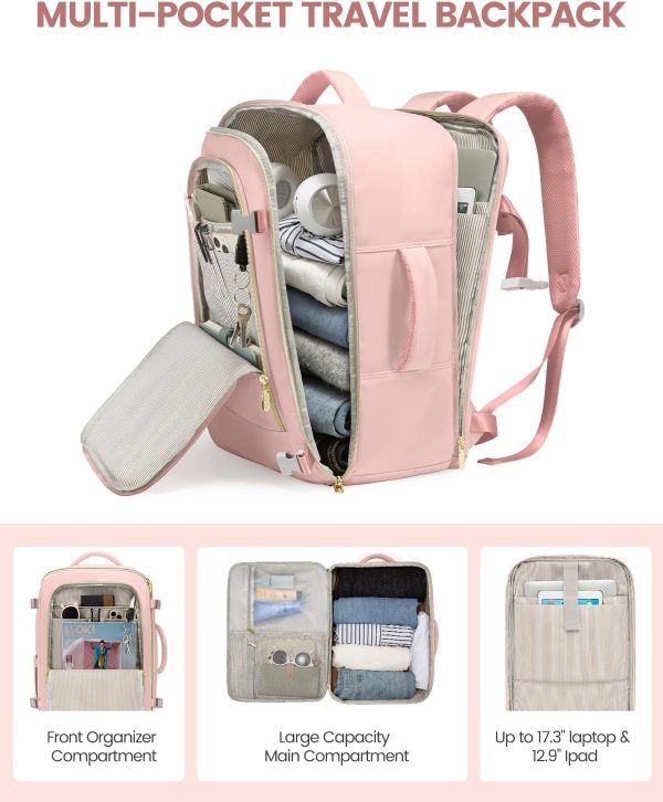 LOVEVOOK Travel Backpack for Women, 40L Carry On Backpack Flight Approved, Large Personal Item Bag Fits 17 inch Laptop, TSA Approved Luggage with 3 Packing Cubes,Waterproof Weekender Gym Daypack - Image 25