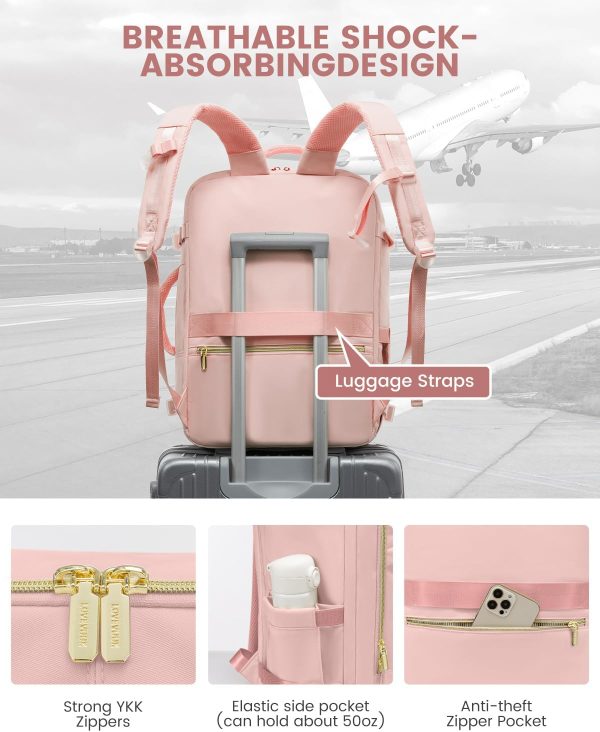 LOVEVOOK Travel Backpack for Women, 40L Carry On Backpack Flight Approved, Large Personal Item Bag Fits 17 inch Laptop, TSA Approved Luggage with 3 Packing Cubes,Waterproof Weekender Gym Daypack - Image 27