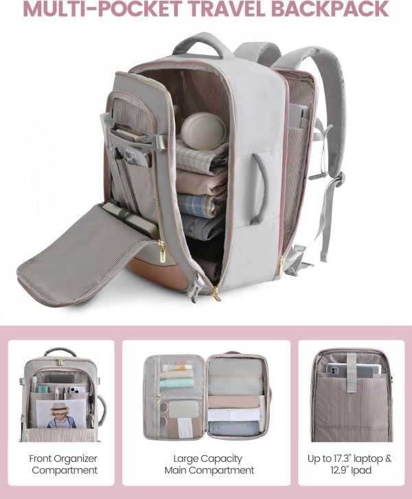 LOVEVOOK Travel Backpack for Women, 40L Carry On Backpack Flight Approved, Large Personal Item Bag Fits 17 inch Laptop, TSA Approved Luggage with 3 Packing Cubes,Waterproof Weekender Gym Daypack - Image 32