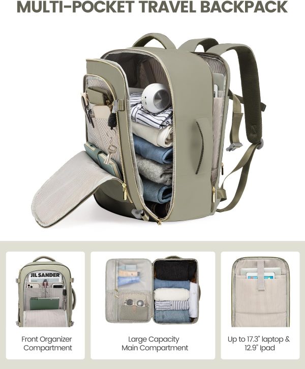 LOVEVOOK Travel Backpack for Women, 40L Carry On Backpack Flight Approved, Large Personal Item Bag Fits 17 inch Laptop, TSA Approved Luggage with 3 Packing Cubes,Waterproof Weekender Gym Daypack - Image 39