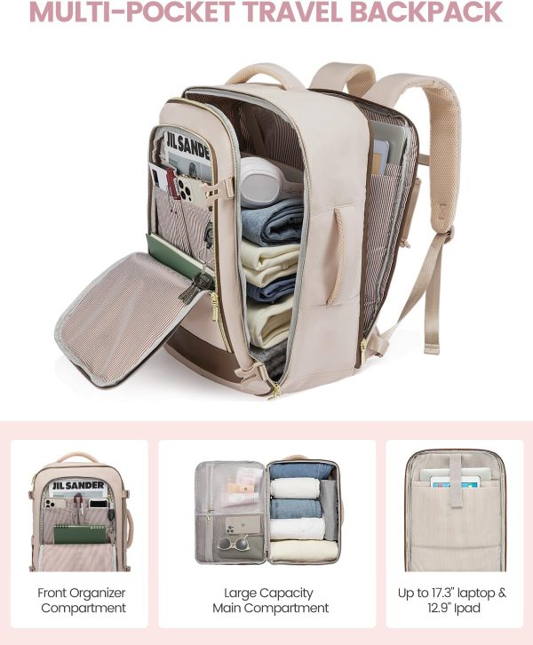 LOVEVOOK Travel Backpack for Women, 40L Carry On Backpack Flight Approved, Large Personal Item Bag Fits 17 inch Laptop, TSA Approved Luggage with 3 Packing Cubes,Waterproof Weekender Gym Daypack - Image 53