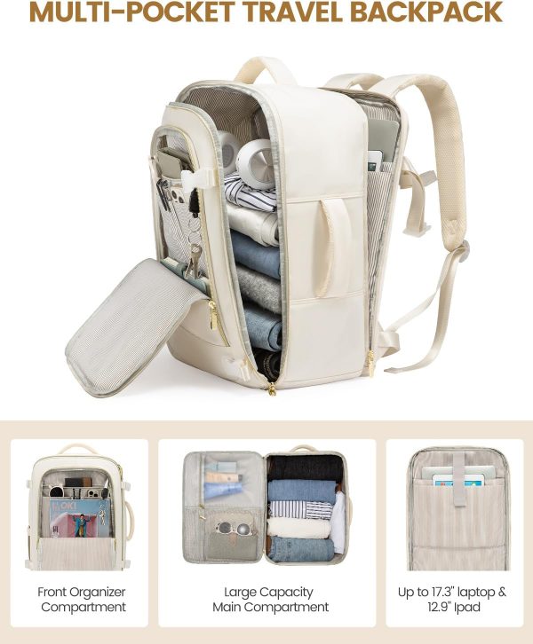 LOVEVOOK Travel Backpack for Women, 40L Carry On Backpack Flight Approved, Large Personal Item Bag Fits 17 inch Laptop, TSA Approved Luggage with 3 Packing Cubes,Waterproof Weekender Gym Daypack - Image 60