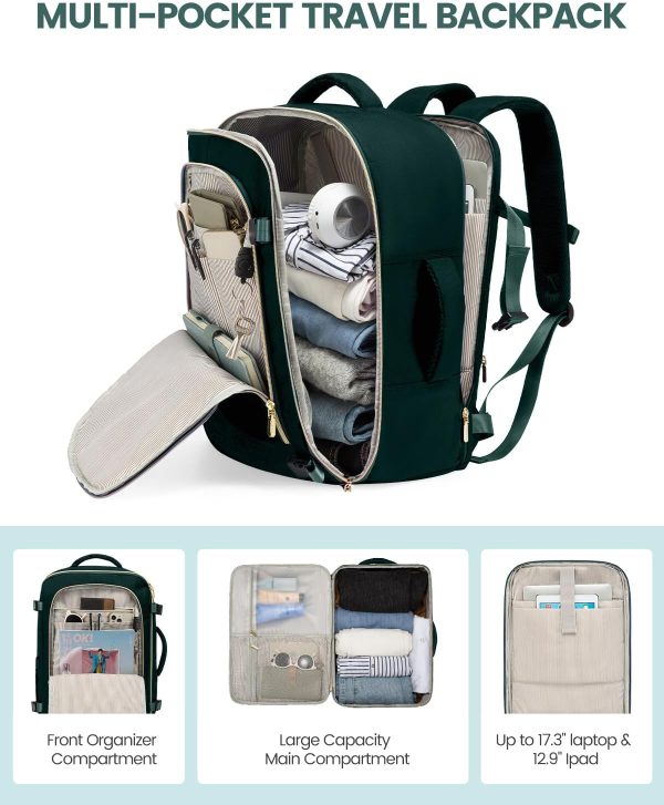 LOVEVOOK Travel Backpack for Women, 40L Carry On Backpack Flight Approved, Large Personal Item Bag Fits 17 inch Laptop, TSA Approved Luggage with 3 Packing Cubes,Waterproof Weekender Gym Daypack - Image 67