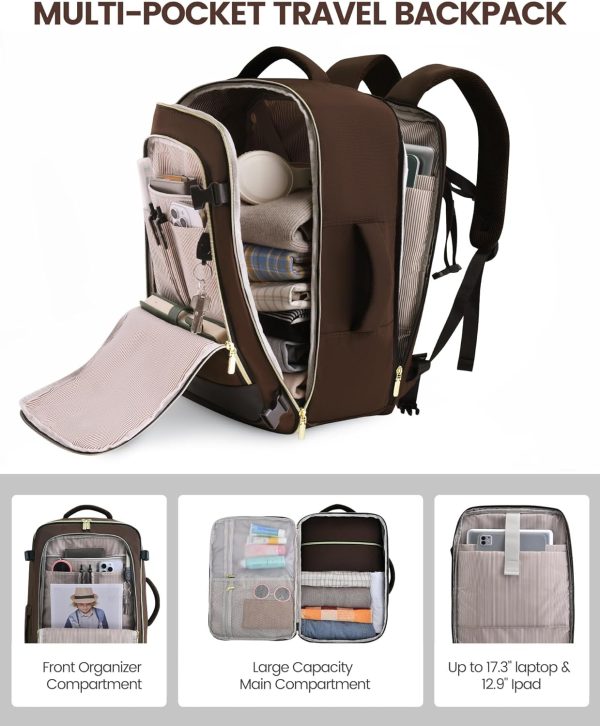 LOVEVOOK Travel Backpack for Women, 40L Carry On Backpack Flight Approved, Large Personal Item Bag Fits 17 inch Laptop, TSA Approved Luggage with 3 Packing Cubes,Waterproof Weekender Gym Daypack - Image 74