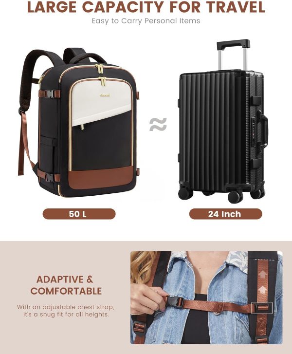 LOVEVOOK Travel Backpack for Women, 40L Carry On Backpack Flight Approved, Large Personal Item Bag Fits 17 inch Laptop, TSA Approved Luggage with 3 Packing Cubes,Waterproof Weekender Gym Daypack - Image 79