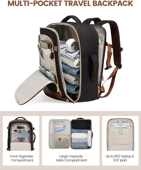 LOVEVOOK Travel Backpack for Women, 40L Carry On Backpack Flight Approved, Large Personal Item Bag Fits 17 inch Laptop, TSA Approved Luggage with 3 Packing Cubes,Waterproof Weekender Gym Daypack - Image 80