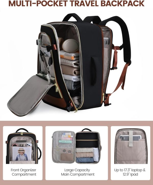 LOVEVOOK Travel Backpack for Women, 40L Carry On Backpack Flight Approved, Large Personal Item Bag Fits 17 inch Laptop, TSA Approved Luggage with 3 Packing Cubes,Waterproof Weekender Gym Daypack - Image 85