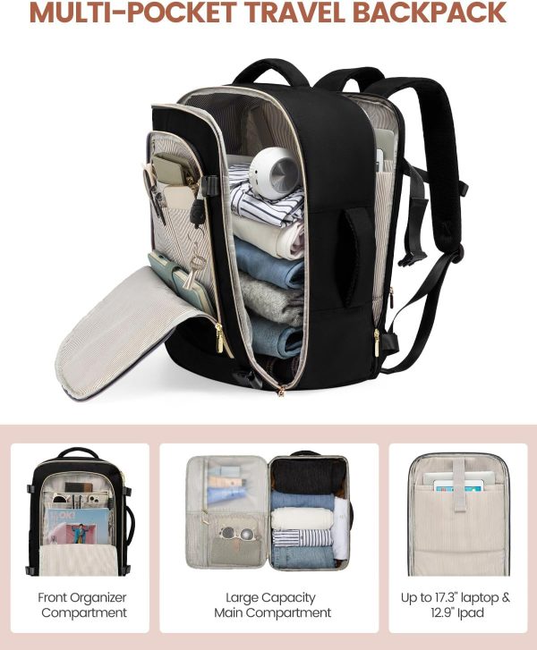 LOVEVOOK Travel Backpack for Women, 40L Carry On Backpack Flight Approved, Large Personal Item Bag Fits 17 inch Laptop, TSA Approved Luggage with 3 Packing Cubes,Waterproof Weekender Gym Daypack - Image 92